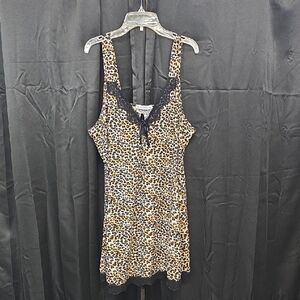 Leopard Print Women's Pajama with Black Lace Trim